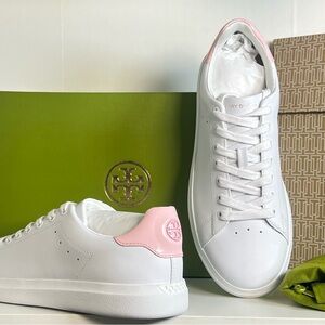 New Tory Burch White and Pink HOWELL COURT SNEAKER